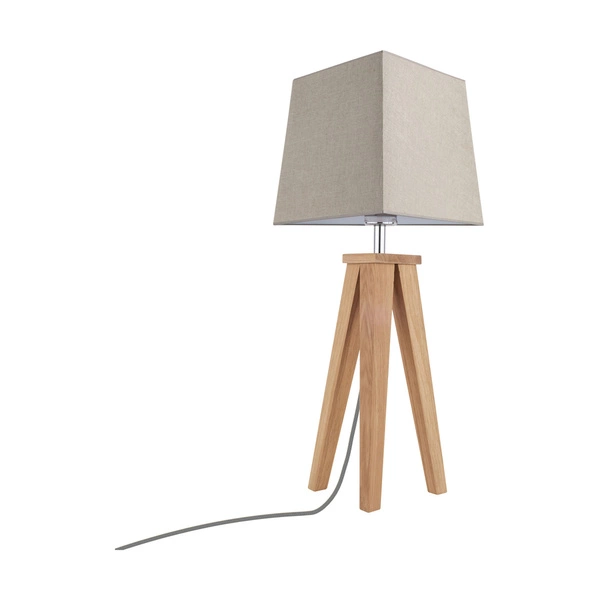 Estella Table Lamp 1xE27 Max.25W Oiled Oak/Anthracite Fabric Cable/Brown Fabric Shade 6852174