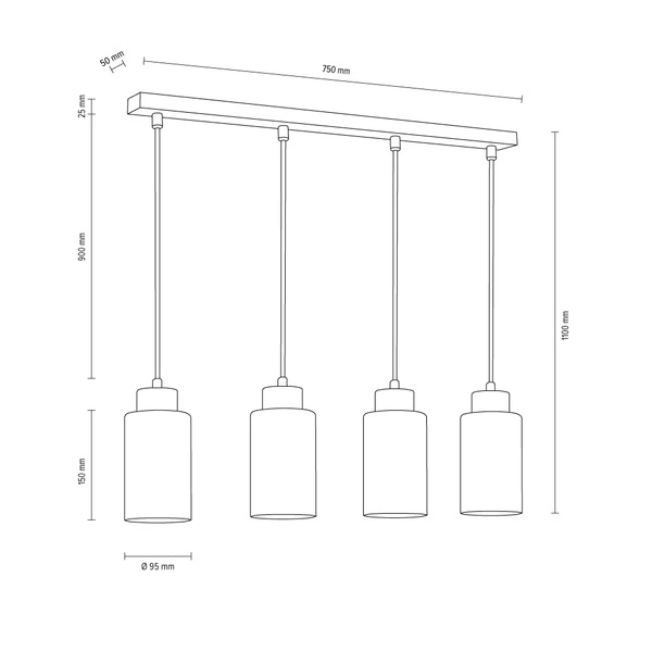 SPOTLIGHT lampa wisząca 4 punktowa drewno bukowe kolor orzech, 1720476 1720476
