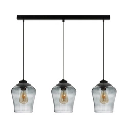Juba Pendant Lamp 3xE27 Max.60W Black Metal/Black PVC Cable/Smoked Glass 5500062
