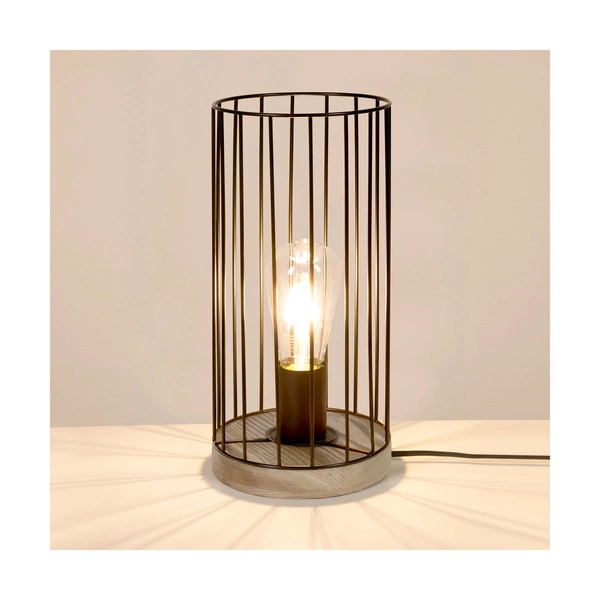 Timeo Table Lamp 1xE27 Max.25W Stained Pine Gray/Black Metal/Black PVC Cable 796049157
