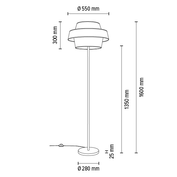 Nevoa Floor Lamp 1xE27 Max.60W Black/Black-Gold-Silver 12310104