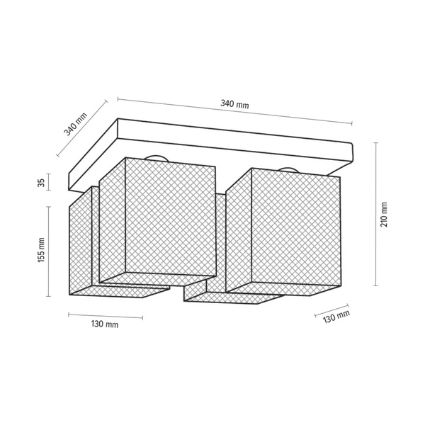 Lampa sufitowa Norman Wood 4xE27 Max.25W Drewno brzozowe/Chromowany metal 8175460