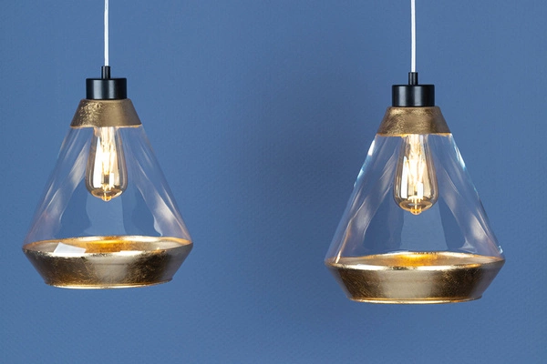 Mistral Pendant Lamp 1xE27 Max.60W Black Metal/Transparent PVC Cable/Gold-Transparent Glass 15820104