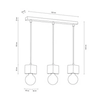 Trongo Square Lampa Wisząca 3xE27 Max.60W Orzech/Czarny/W Oplocie 7169376L