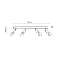 Elmin Ceiling Lamp 4xE27 Max.25W Oiled Oak/Black Metal 2264404