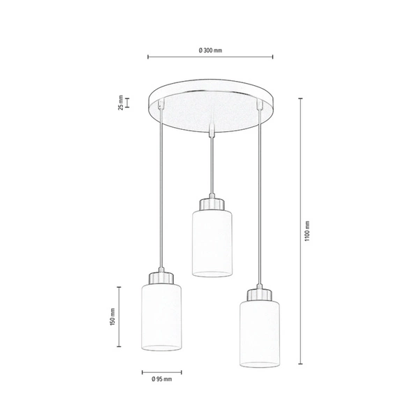 Bosco Pendant Lamp 3xE27 Max.60W Oiled Oak/Transparent/White 1720574