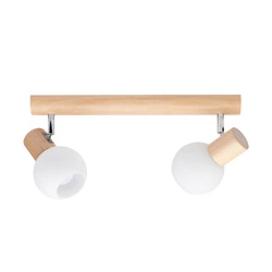 Karin Ceiling Lamp 2xE14 Max.40W Birch Wood/White Glass