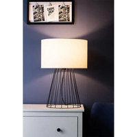 Swan Table Lamp 1xE27 Max.60W Black Metal/Black PVC Cable/White Fabric Shade 89329104