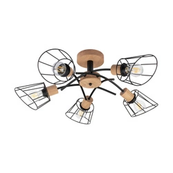 Linra Ceiling Lamp 5xE27 Max.40W Oiled Oak/Black Metal 183990