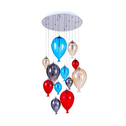 Balloon Pendant Lamp Incl. 9xG4 Max.20W Chrome Metal/Multicolor Glass