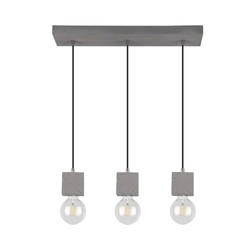 Strong Square Pendant Lamp 3xE27 Max.60W Gray Concrete/Black Fabric Cable