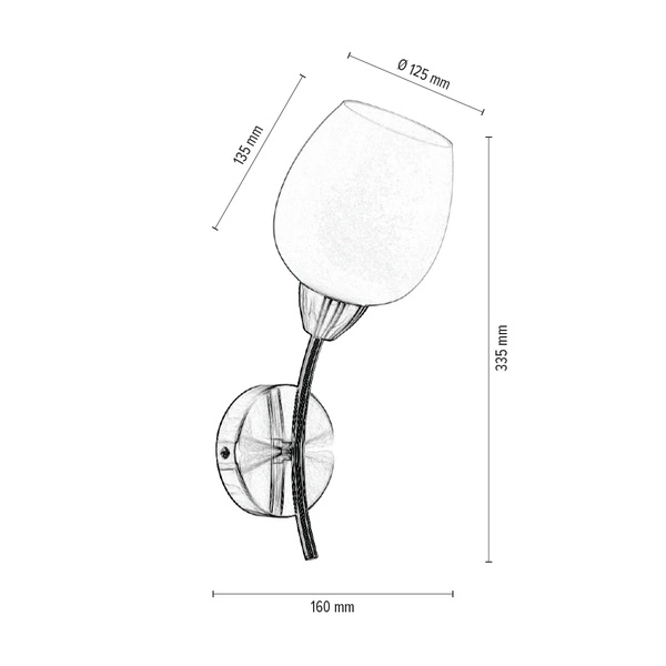 Kinkiet Parma 1xE27 Max.60W Chromowany Metal/Białe Szkło 8320128