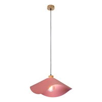 Hattu Pendant Lamp 1xE27 Max.40W Oiled Oak/Black Fabric Cable/Pink Fabric Shade 1615519174