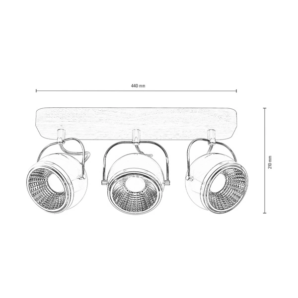 Ball Wood Ceiling Lamp Incl. 3xGU10 6W LED Oiled Oak/Satin Metal/Chrome Metal 5031374