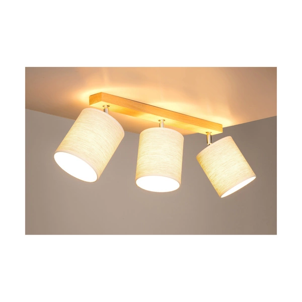 Boho Ceiling Lamp 3xE27 Max.25W Oiled Oak/Beige Linen 56791374