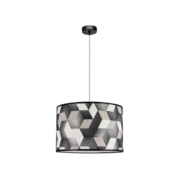 Espacio Pendant Lamp 1xE27 Max.60W Black Metal/Transparent PVC Cable/Multicolor Wallpaper 154840104