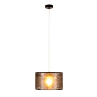 Lampa Wisząca Nevoa 1xE27 Max.60W Czarny Metal/Przezroczysty Kabel PCV/Klosz z Czarnej Tkaniny 154920104