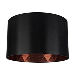 Lampshade Cylinder E27 H30 Black Fabric with copper foil A0742