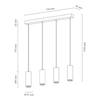 Pipe Pendant Lamp Incl. 4xGU10 LED 5W Oiled Oak/Anthracite 1551474