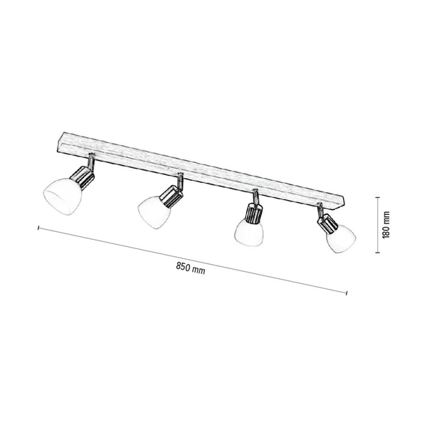Timon Ceiling Lamp 4xE14 Max.40W Oiled Oak/Satin Metal/White Glass 2047418620184