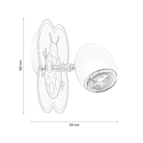 Fly Wall Lamp 1xGU10 Max.50W White Metal/Chrome Metal/Multicolor Synthetic Material with Ladybug Pattern 2109102