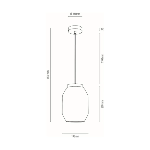 Vaso Jute Pendant Lamp 1xE27 Max.15W LED Oiled Oak/Transparent PVC/Transparent/Beige 179110174
