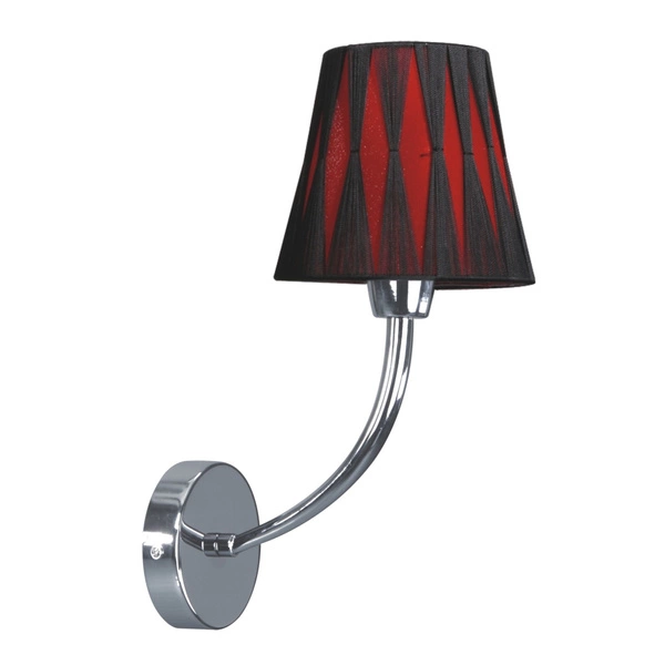 Borgia Wall Lamp 1xE14 Max.40W Chrome Metal/Black-Red Fabric Shade 5077106