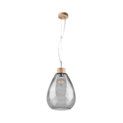 Piro Pendant Lamp 1xE27 Max.60W Oiled Oak/Transparent PVC Cable/Smoked Glass