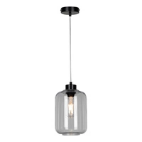 Tarro Pendant Lamp 1xE27 Max.60W Black Metal/Transparent PVC Cable/Smoked Glass 15890104