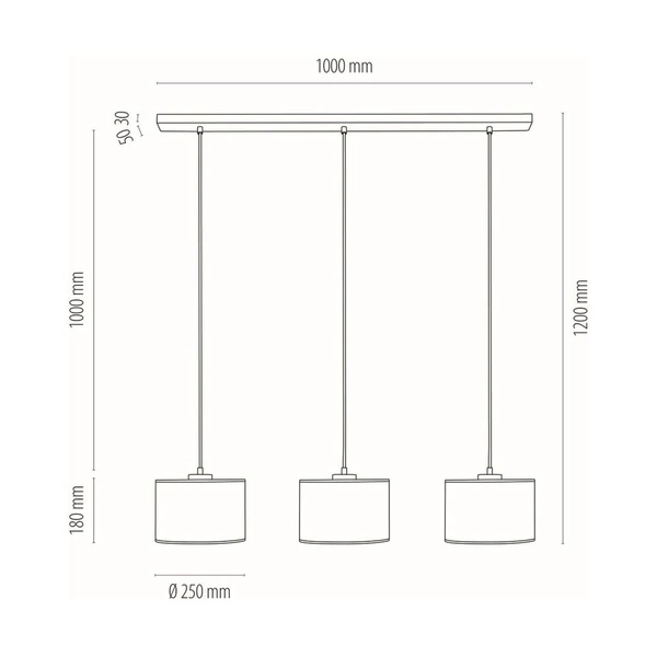 Dove Pendant Lamp 3xE27 Max.40W Black Metal/Transparent PVC Cable/Black Fabric Shade 15400304