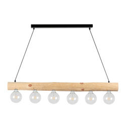 Trabo Simple Lampa Wisząca 6xE27 Maks. 60W Naturalna Sosna/Czarny Metal/Czarny Kabel PCV