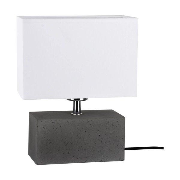 Strong Double Table Lamp 1xE27 Max.25W Gray Concrete/Black PVC Cable/White Fabric Shade 7381936