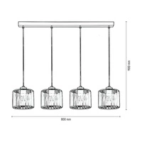 Anina Pendant Lamp 4xE14 Max.25W Black Metal/Transparent PVC Cable/Black-Chrome Shade 17930404