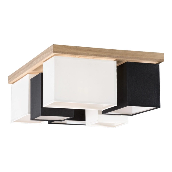 Paloma Ceiling Lamp 6xE27 Max.25W Oiled Oak/Black Fabric Shade/White Fabric Shade 2451674