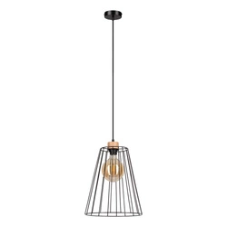 Swan Pendant Lamp 1xE27 Max.60W Oiled Oak/Black Metal/Black PVC Cable