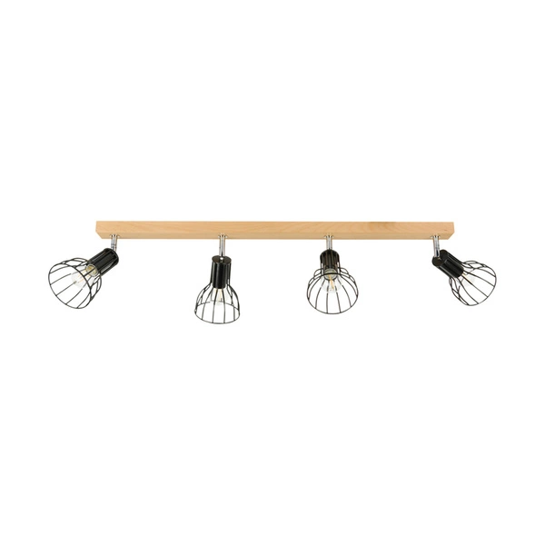 Lampa Sufitowa Megan Wood 4xE14 Max.40W Drewno Brzozowe/Czarny Metal 2344460