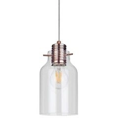 Alessandro Pendant Lamp 1xE27 Max.60W Copper Metal/Transparent PVC Cable/Transparent Glass