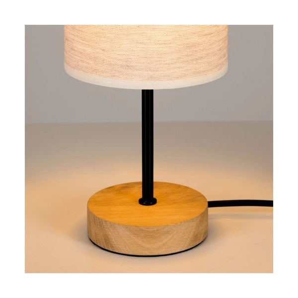 Boho Table Lamp 1xE27 Max.25W Oiled Oak/Black/Black PVC/Beige 77791974