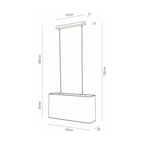 Cadre Pendant Lamp 2xE27 Max.40W Chrome Metal/Transparent PVC Cable/Gray Fabric Shade 872020228