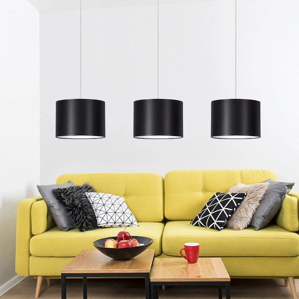 Dove Pendant Lamp 3xE27 Max.40W Black Metal/Transparent PVC Cable/Black Fabric Shade 15400304