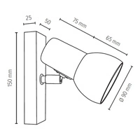Svenda Wall lamp 1xE27 Max.60W Oiled Oak/Chrome/White 2224174