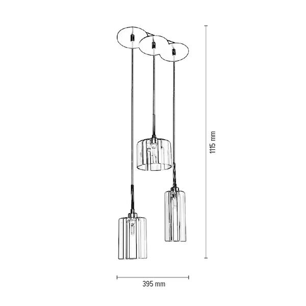 Eurybia Pendant Lamp Incl. 3xG9 Max.28W Chrome Metal/Champagne Glass/Transparent PVC Cable 1360328