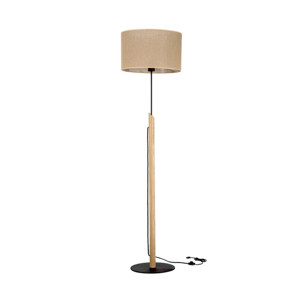 Colette Jute Floor Lamp 1xE27 Max.60W Black/Oiled Oak/Black/Beige 76214904