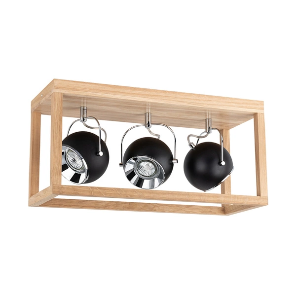 Roy Ceiling Lamp Incl.3xLED GU10 5W Oiled Oak/Black Metal