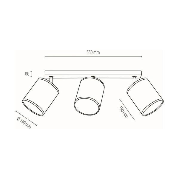 Nevoa Ceiling Lamp 3xE27 Max.25W Black Metal/Chrome Metal/Silver Fabric Shade 56794304