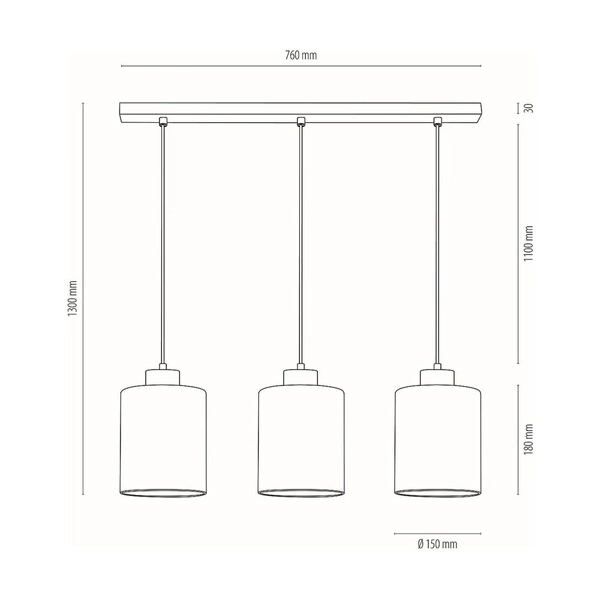 Zefir Hanging Lamp 3xE27 Max.60W Oiled Oak/Transparent PVC/White 111860374