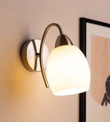 Pisa Wall Lamp 1xE27 Max.60W Satin Metal/White Glass 8280127