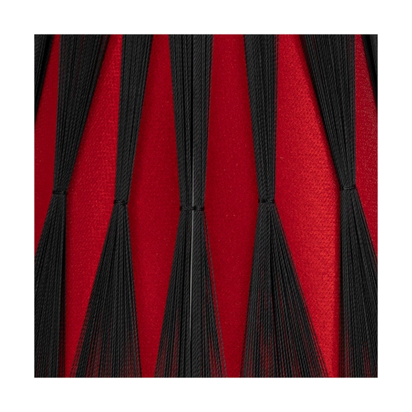 Mila Wood Table Lamp 1xE14 Max.25W Birch Wood/Black Metal/Black PVC Cable/Black-Red Fabric Shade 7775960