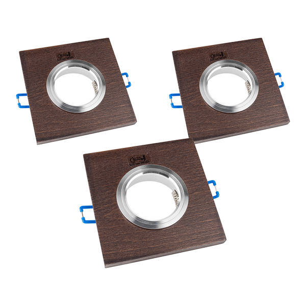 Vitar Wood Square Set of Downlights 3xGU10 Max.6W LED Walnut Beech Wood