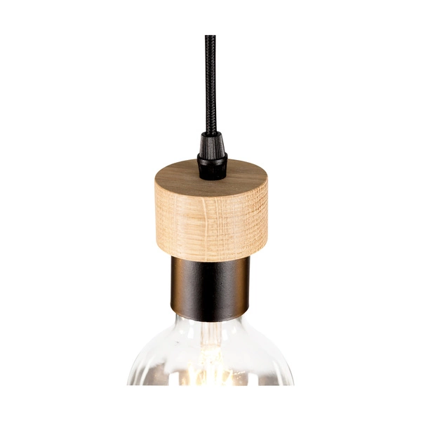 Clarte Pendant Lamp 4xE27 Max.60W Oiled Oak/Black Metal/Black Fabric Cable 3271404